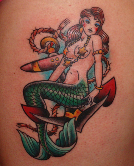 Farverig havfrue tatovering