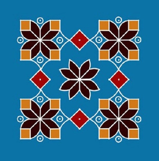 Firkantet formet prikket Rangoli -design