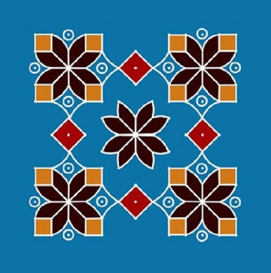 Négyzet alakú pontozott Rangoli Design