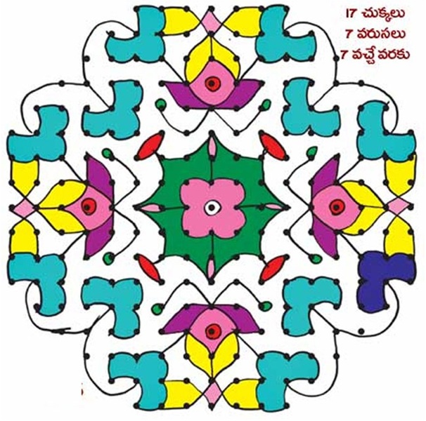 Pontozott görbék és bélelt Rangoli Design