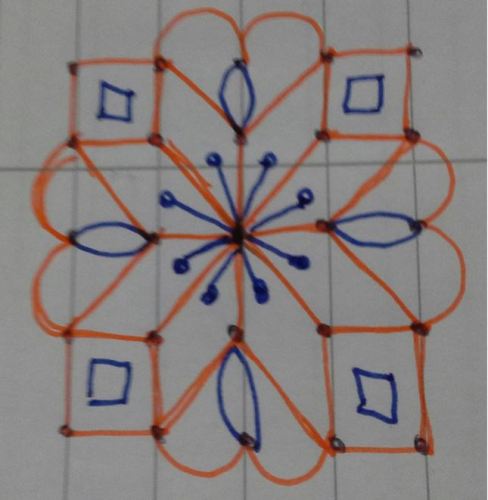 Lille Rangoli -design med prikker