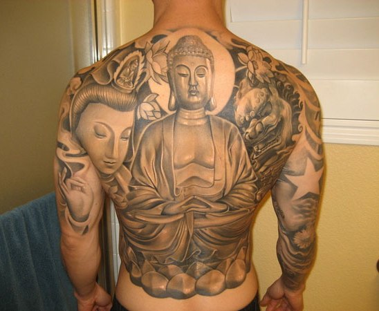 Fuldkropsmeditation Buddha Tattoo Designs