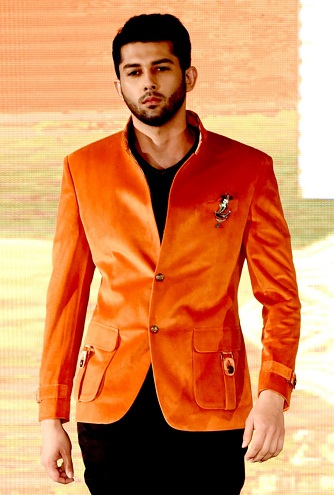 Velour Type Orange Blazer