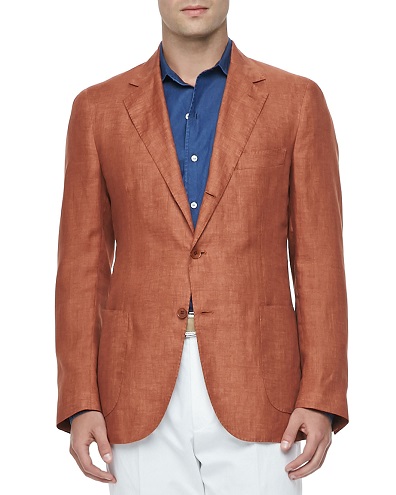 Orange Linen Blazer Mænd