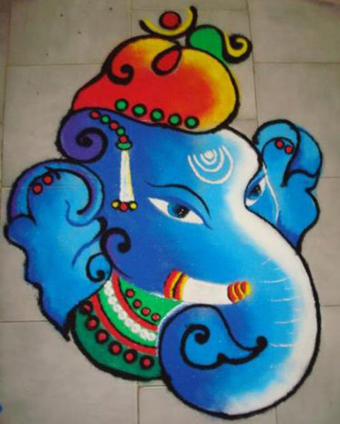 Lord Ganesha Rangoli Design med tema