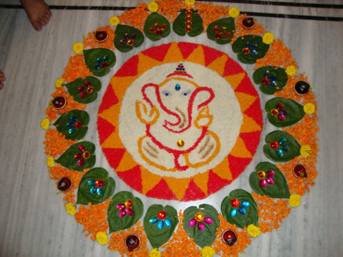 Vidunderlige Ganesha Rangoli designs