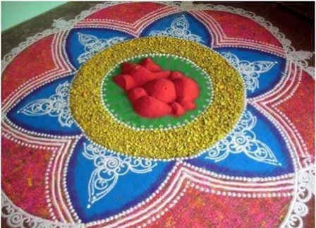 Félelmetes Lord Ganesh Rangoli