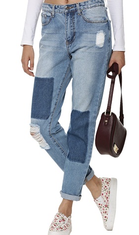 Kvinder Ripped Patch Jeans