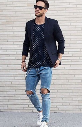 Mænds ripped knæjeans