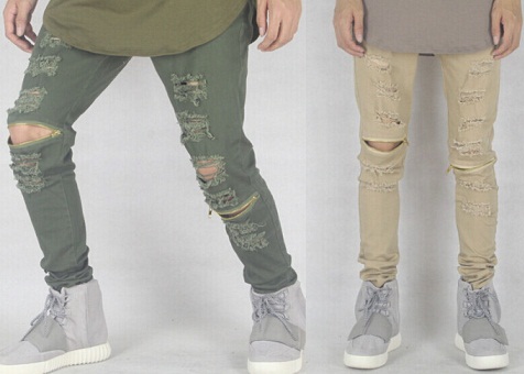 Sandfarvede skinnede jeans til mænd