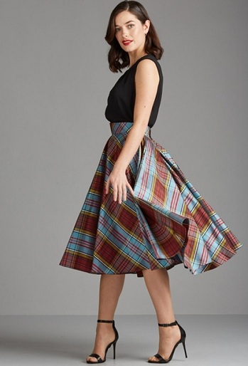 Tartan og silke nederdel