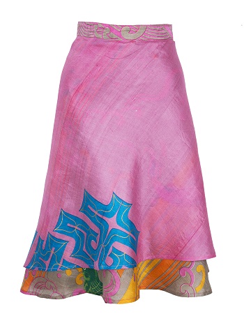 Wrap silke nederdel i pink