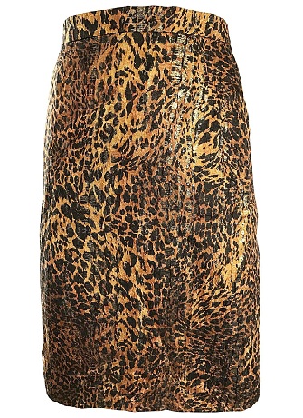 Nederdel med høj talje i silke leopard