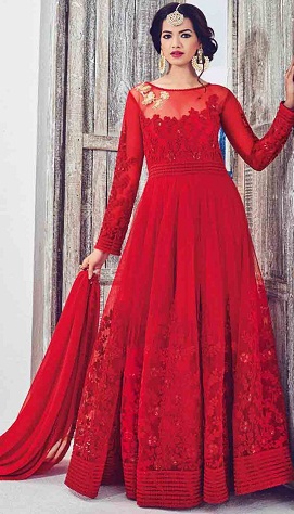 Lang Rød Designer Frock