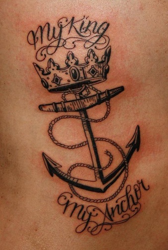 My King Tattoos With Anchor Design