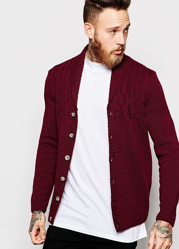 Burgundy cardigan Mænd