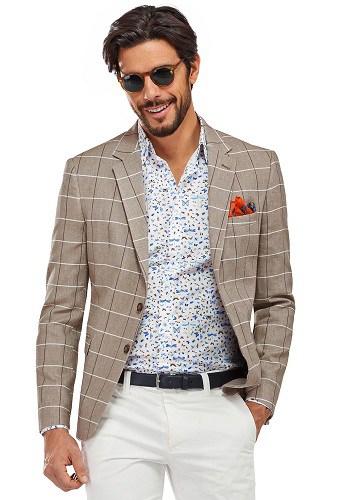 Férfi bézs Check Blazer