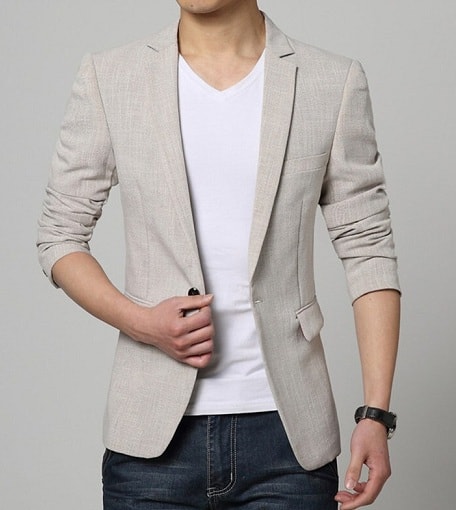 Beige Herre Casual Blazer