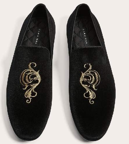 Broderede sorte loafers