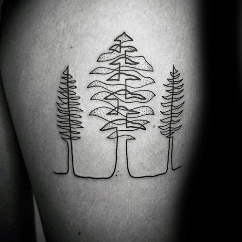 Tree Pattern Line Work Tattoo