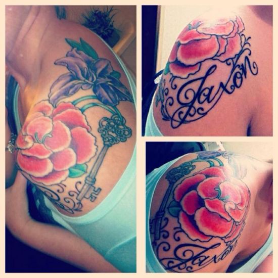 Designer Floral Key Tattoo