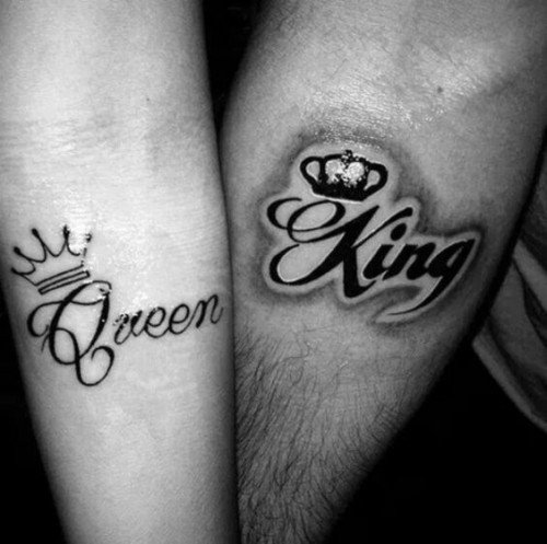 King and Queen Letter N Crowns Tattoo