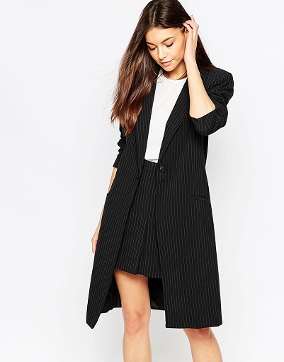 Sort Longline Blazer Kvinder