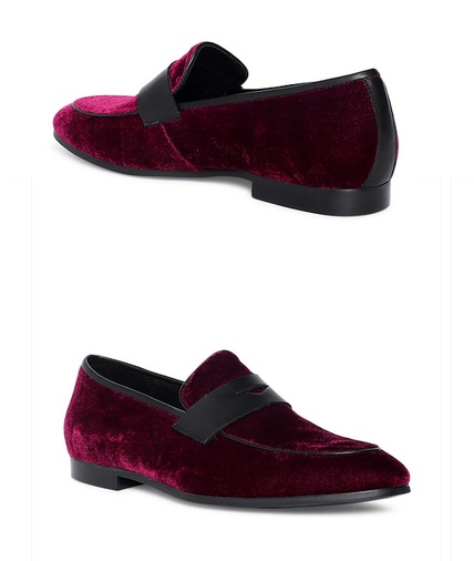 Burgundi bársony Penny Loafers