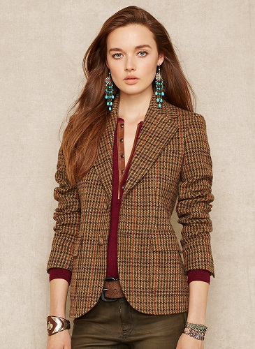 Brun Tweed Blazer Kvinder