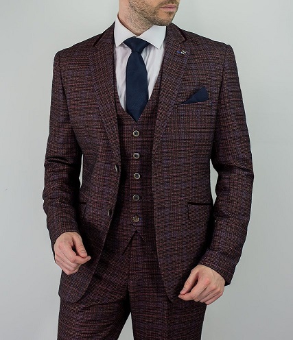 Maroon Tweed Blazer Mænd