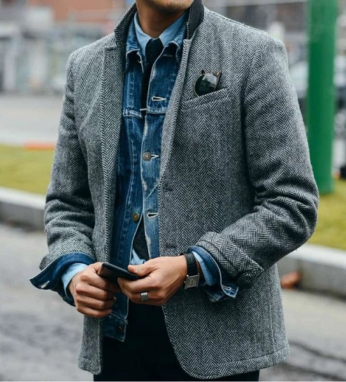 Casual Tweed Blazer Mænd