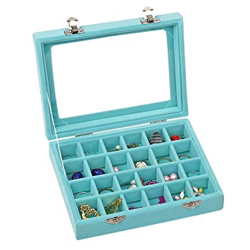 Velvet Glass Smykker Ring Display Organizer Box