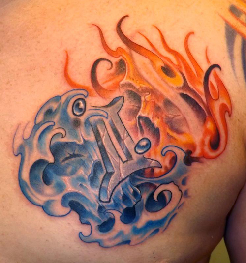 Tűz és víz Ikrek Tetoválásminták