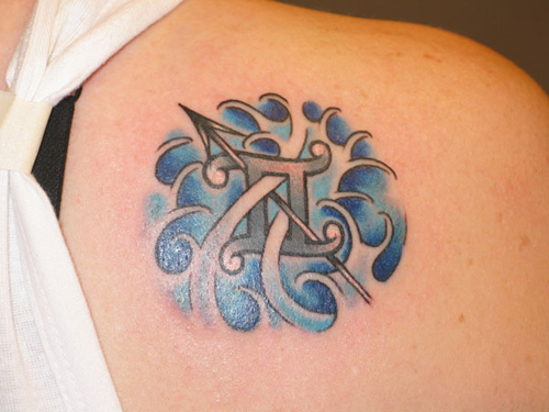 Blå designet Gemini skulder tatoveringer