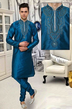 Pakisztáni stílusú kék Kurta pizsama