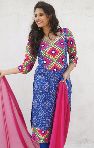 Tükör munka Bandhani Salwar öltöny