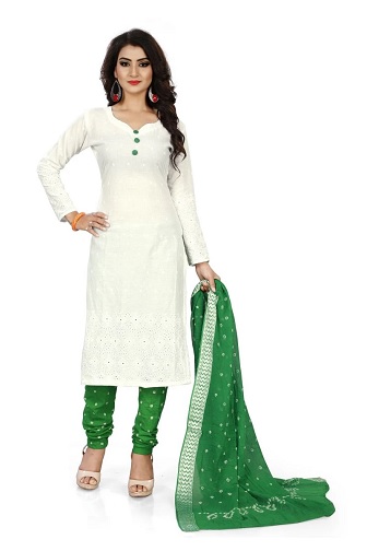 Hvid Bandhani Salwar -jakkesæt