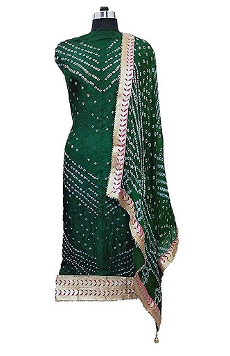 Grøn Bandhani Salwar Suit