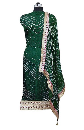 Zöld Bandhani Salwar öltöny
