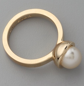 Guld enkelt perle ring