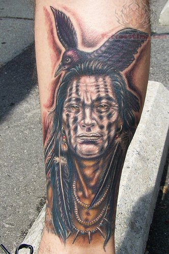 Amerikai indiai harcos tetoválás tervezés