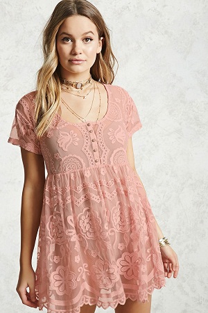 Pink Sheer Baby Doll Dress