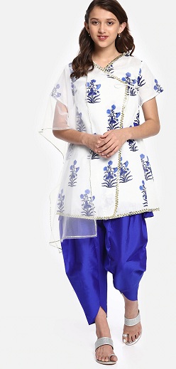 Floral Layered Kurta med Dhoti