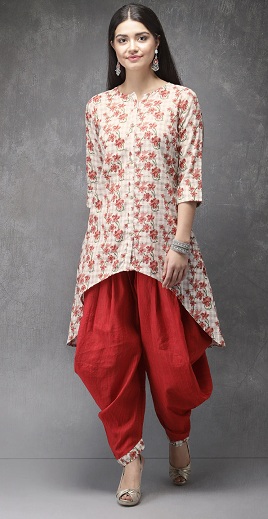 Asymmetrisk Kurta med Dhoti