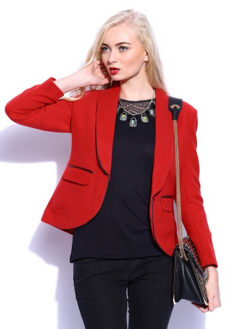 Vero Moda Red Solid Blazer