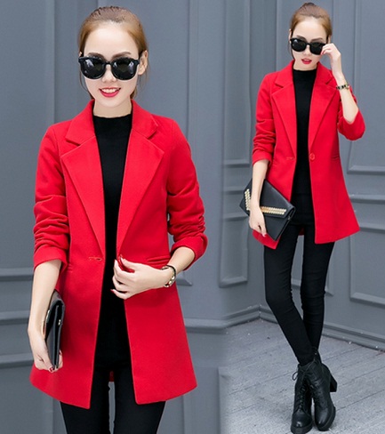 Red Solid Formal Blazer