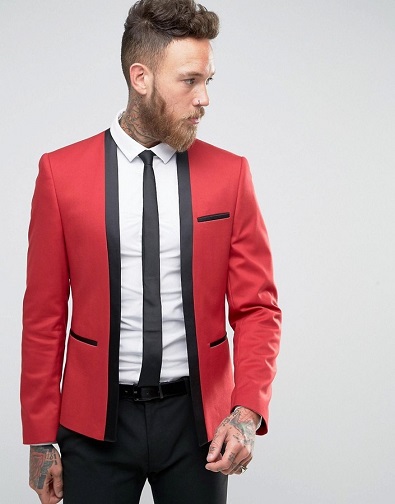 Red Cropped Blazer Mænd