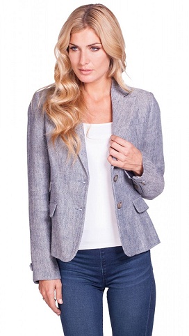 Blazer til kvinder i gråblå linned