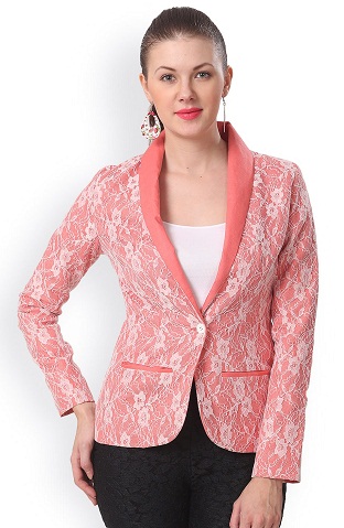Smuk lakserosa trykt linned Blazer