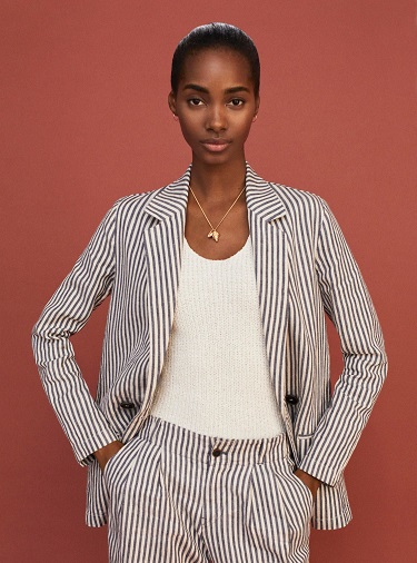 Stribet linned Blazer Kvinder